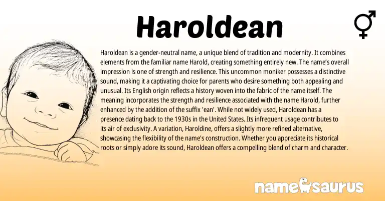 Infographic about Haroldean name meaning, Haroldean is a name from English origin(s).