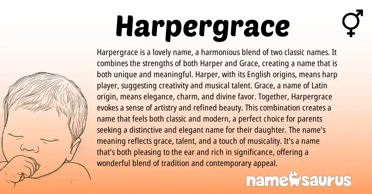 Infographic about Harpergrace name meaning, Harpergrace is a name from English origin(s).