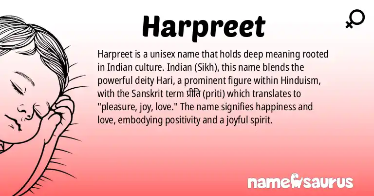 Infographic about Harpreet name meaning, Harpreet is a name from Indian (Sikh) origin(s).