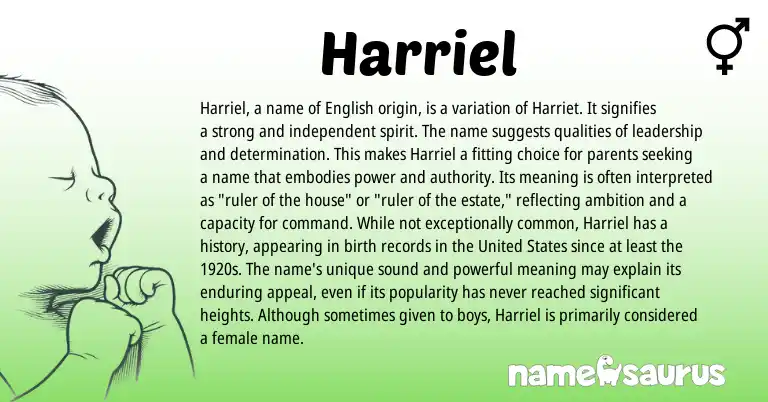 Infographic about Harriel name meaning, Harriel is a name from Other origin(s).
