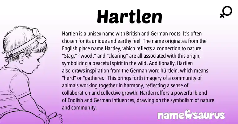 Infographic about Hartlen name meaning, Hartlen is a name from British, German origin(s).