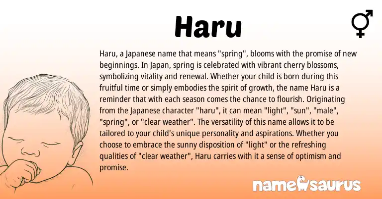 Infographic about Haru name meaning, Haru is a name from Japanese origin(s).