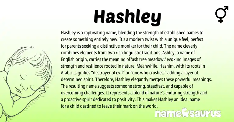 Infographic about Hashley name meaning, Hashley is a name from English, Arabic origin(s).