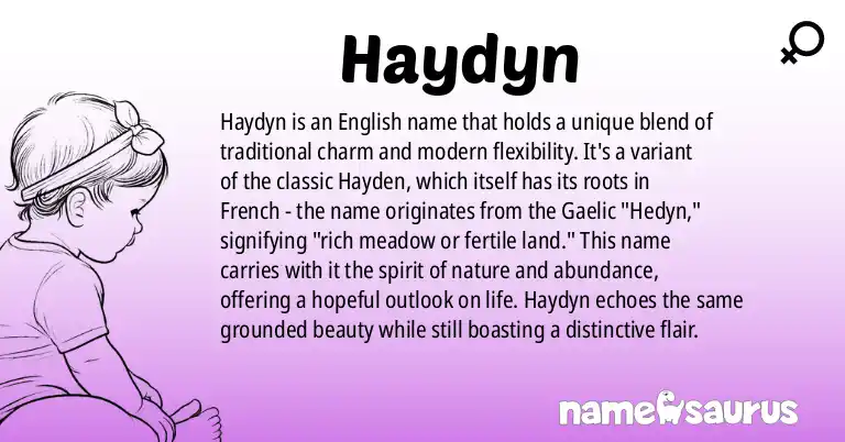 Infographic about Haydyn name meaning, Haydyn is a name from English origin(s).