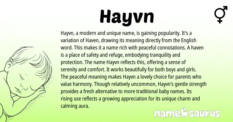Infographic about Hayvn name meaning, Hayvn is a name from English origin(s).