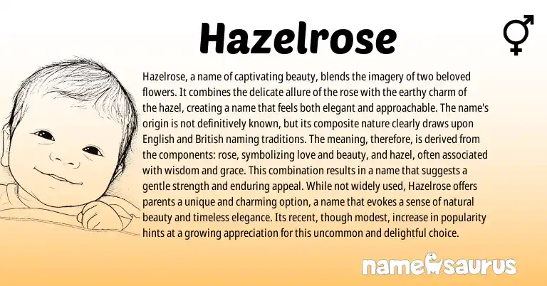 Infographic about Hazelrose name meaning, Hazelrose is a name from English origin(s).