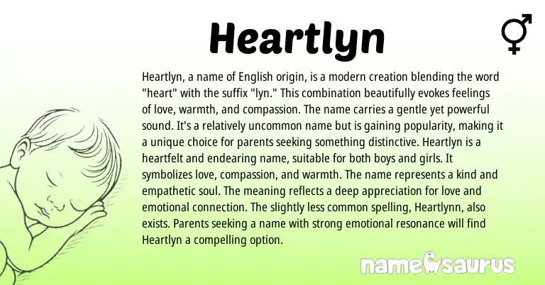 Infographic about Heartlyn name meaning, Heartlyn is a name from English origin(s).