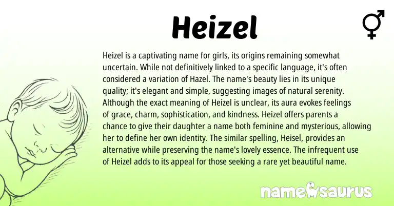 Infographic about Heizel name meaning, Heizel is a name from Germanic origin(s).