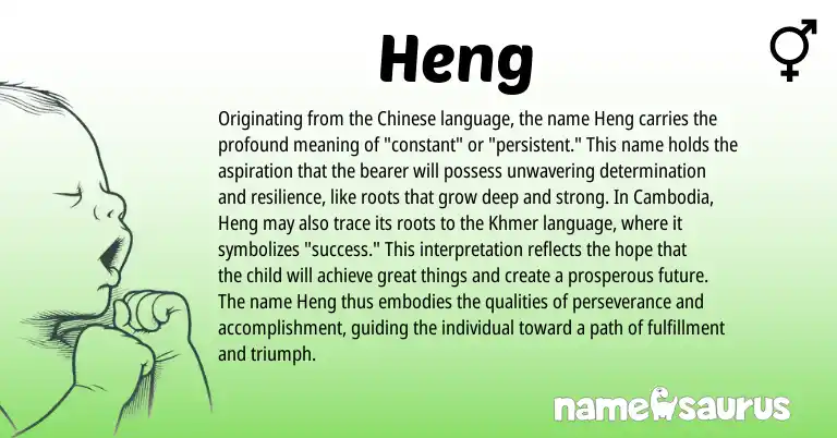 Infographic about Heng name meaning, Heng is a name from Chinese, Khmer origin(s).