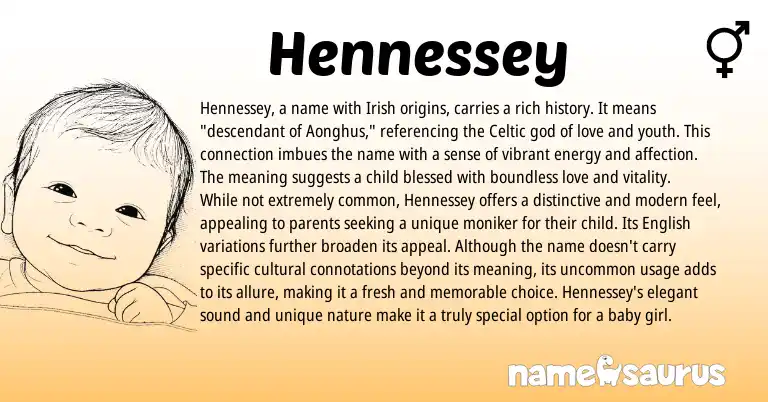 Infographic about Hennessey name meaning, Hennessey is a name from Celtic, Irish origin(s).