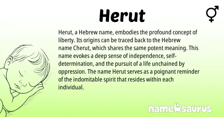 Infographic about Herut name meaning, Herut is a name from Hebrew origin(s).