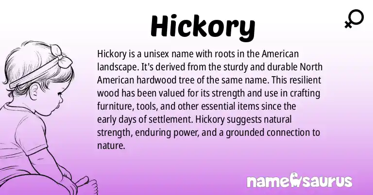 Infographic about Hickory name meaning, Hickory is a name from American origin(s).