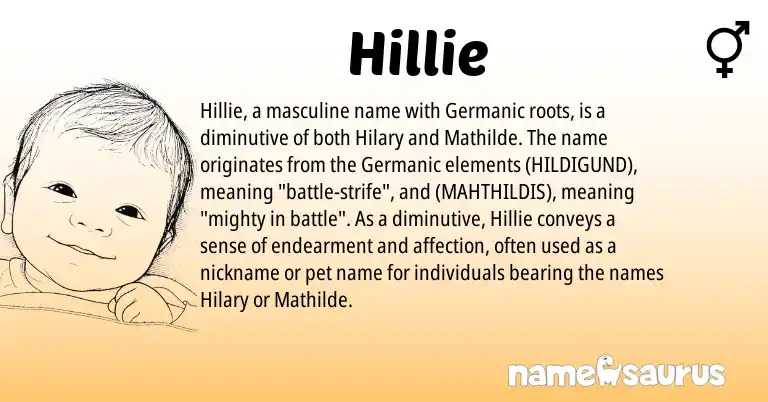Infographic about Hillie name meaning, Hillie is a name from Germanic origin(s).