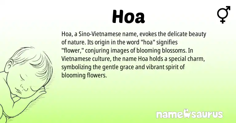 Infographic about Hoa name meaning, Hoa is a name from Vietnamese origin(s).