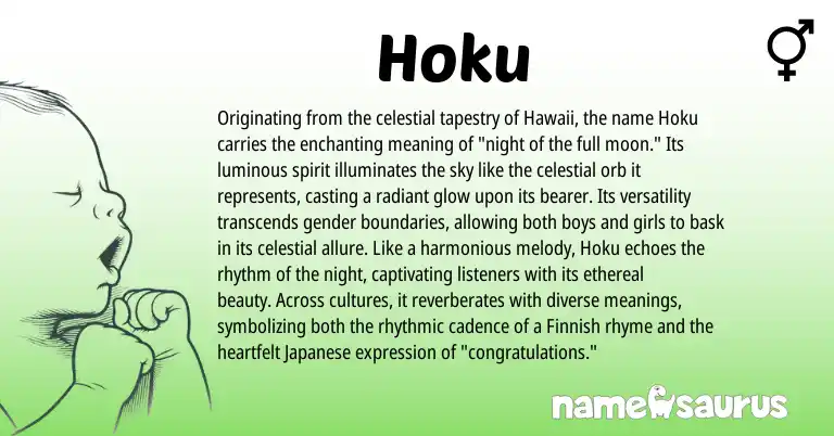Infographic about Hoku name meaning, Hoku is a name from Finnish, Japanese origin(s).