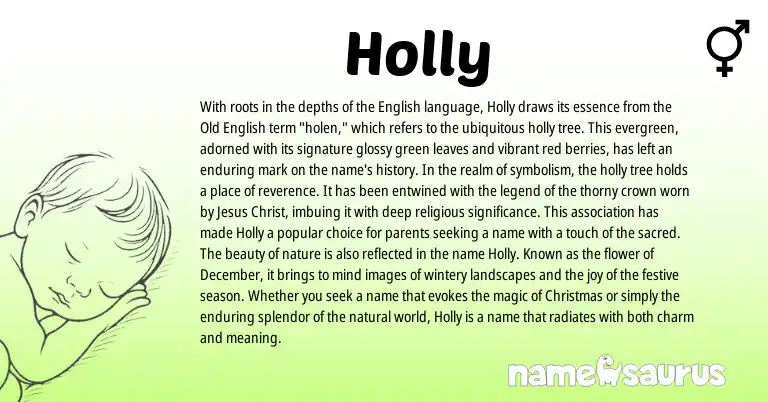 Infographic about Holly name meaning, Holly is a name from Old English, English origin(s).