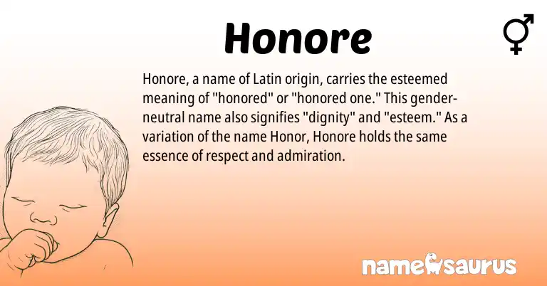 Infographic about Honore name meaning, Honore is a name from Latin origin(s).