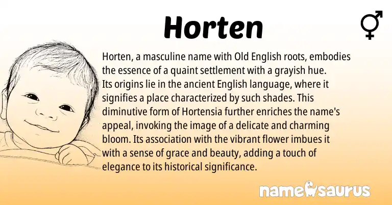 Infographic about Horten name meaning, Horten is a name from Old English, English origin(s).