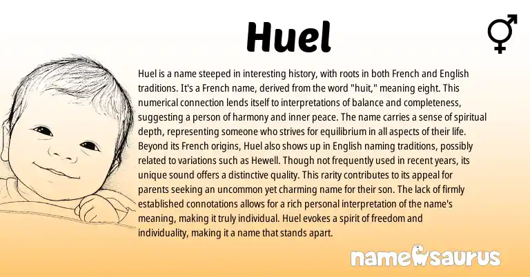Infographic about Huel name meaning, Huel is a name from French origin(s).