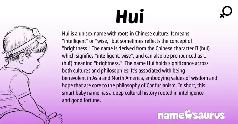 Infographic about Hui name meaning, Hui is a name from Chinese origin(s).