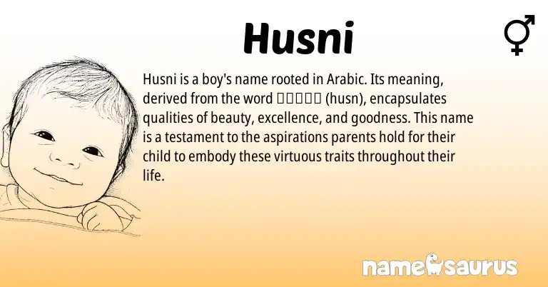 Infographic about Husni name meaning, Husni is a name from Arabic origin(s).
