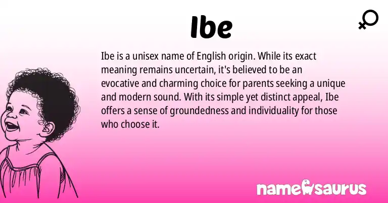 Infographic about Ibe name meaning, Ibe is a name from English origin(s).