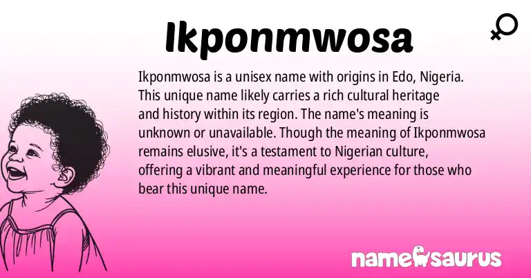 Infographic about Ikponmwosa name meaning, Ikponmwosa is a name from Edo origin(s).
