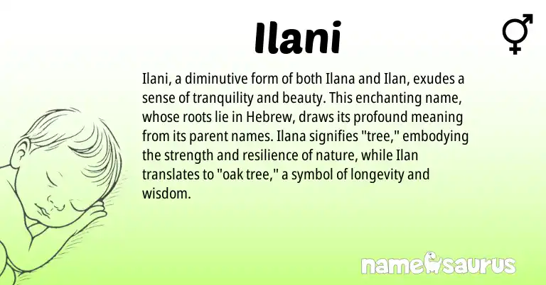 Infographic about Ilani name meaning, Ilani is a name from Hebrew origin(s).