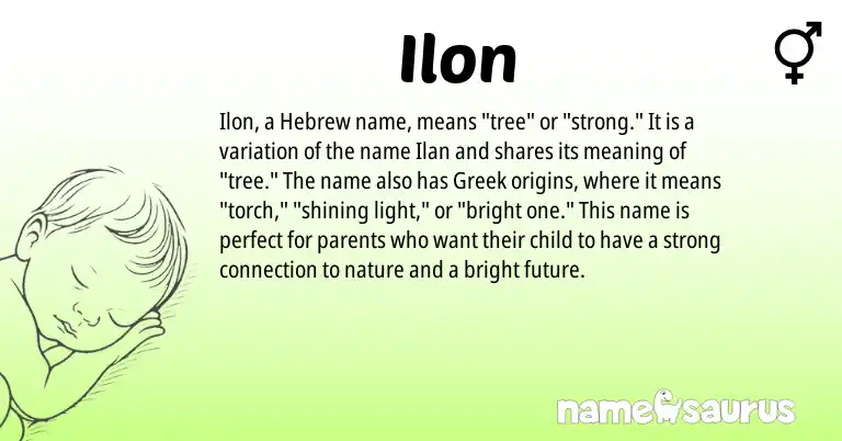 Infographic about Ilon name meaning, Ilon is a name from Hebrew, Greek origin(s).