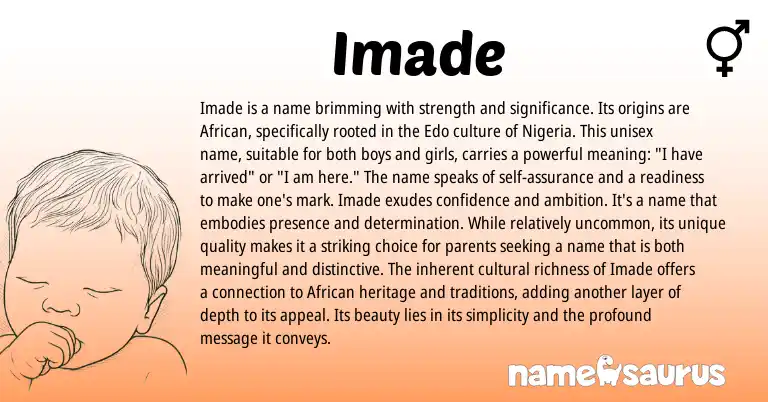 Infographic about Imade name meaning, Imade is a name from Yoruba, African origin(s).