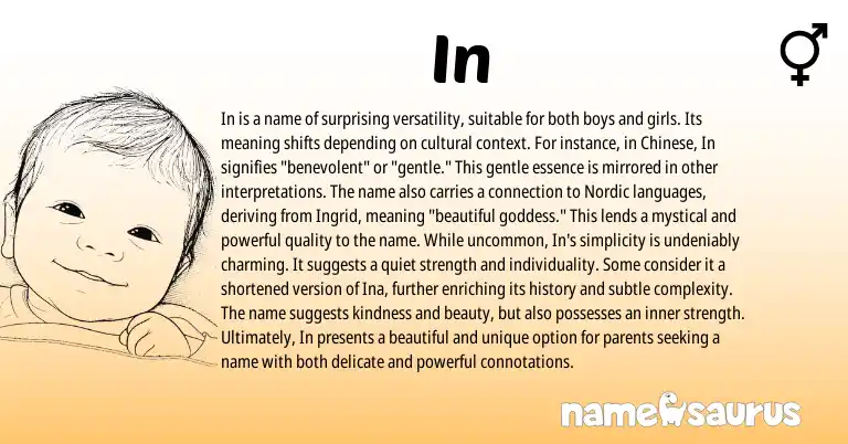 Infographic about In name meaning, In is a name from Nordic, Chinese origin(s).