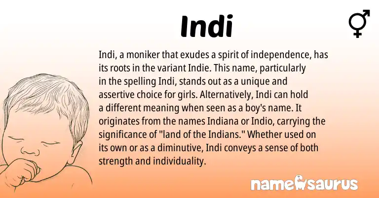 Infographic about Indi name meaning, Indi is a name from N/A origin(s).