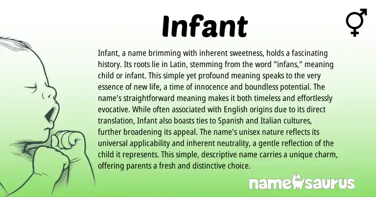 Infographic about Infant name meaning, Infant is a name from Latin, English origin(s).