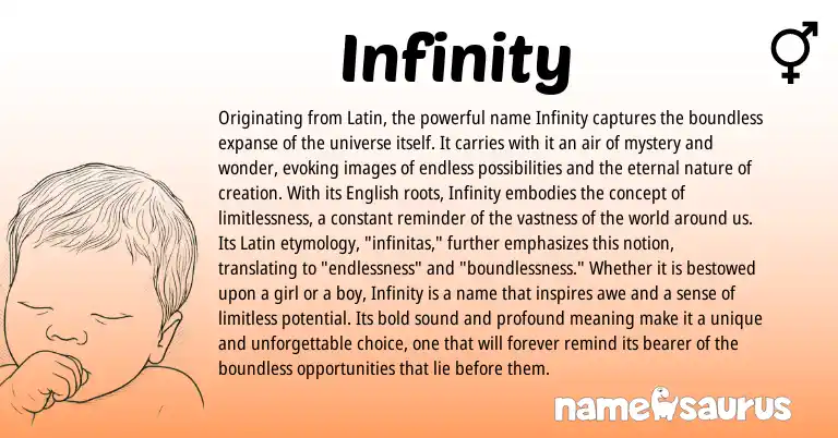 Infographic about Infinity name meaning, Infinity is a name from English, Latin origin(s).