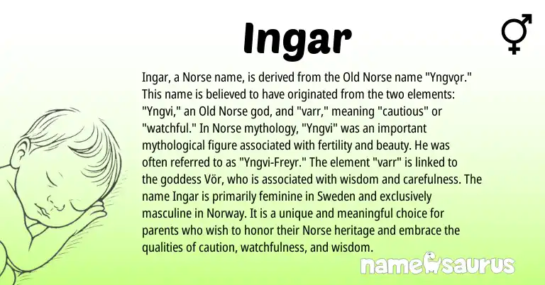 Infographic about Ingar name meaning, Ingar is a name from Norway, Old Norse, Norse origin(s).