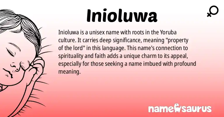 Infographic about Inioluwa name meaning, Inioluwa is a name from Yoruba origin(s).