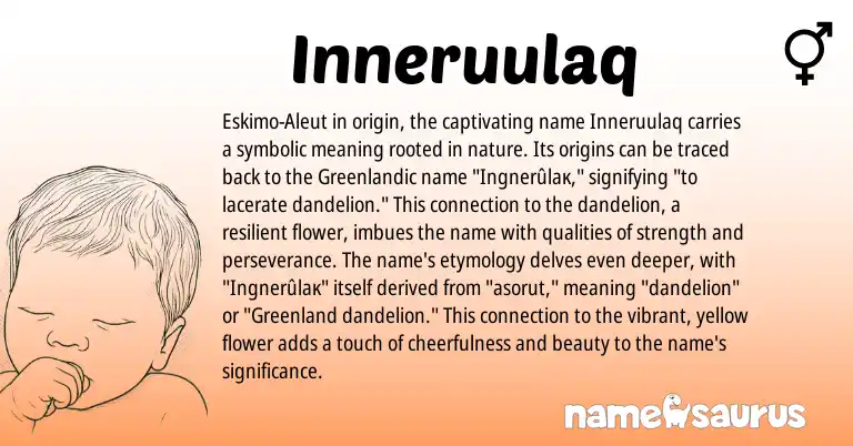 Infographic about Inneruulaq name meaning, Inneruulaq is a name from Aleut, Greenlandic origin(s).