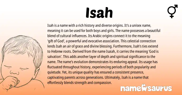 Infographic about Isah name meaning, Isah is a name from Hebrew, Arabic origin(s).