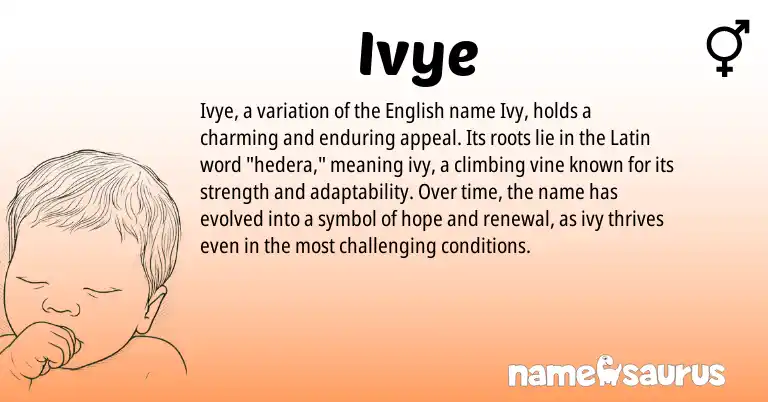 Infographic about Ivye name meaning, Ivye is a name from English, Latin origin(s).
