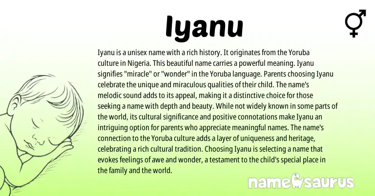 Infographic about Iyanu name meaning, Iyanu is a name from Yoruba origin(s).