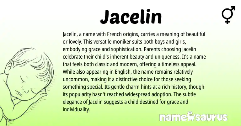 Infographic about Jacelin name meaning, Jacelin is a name from French origin(s).