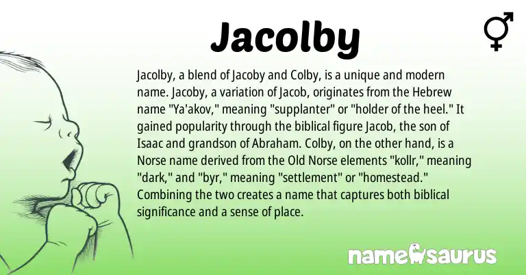 Infographic about Jacolby name meaning, Jacolby is a name from Old Norse, Hebrew, Norse origin(s).
