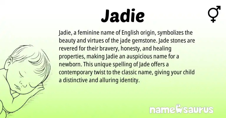Infographic about Jadie name meaning, Jadie is a name from English origin(s).