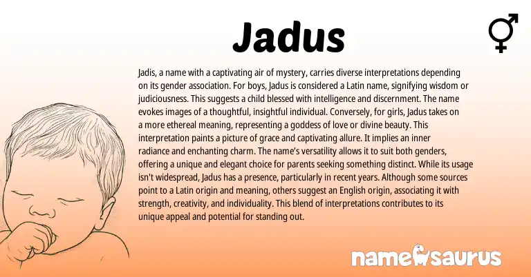 Infographic about Jadus name meaning, Jadus is a name from Latin origin(s).