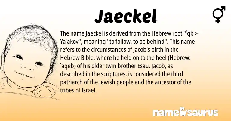 Infographic about Jaeckel name meaning, Jaeckel is a name from Jewish, Hebrew origin(s).