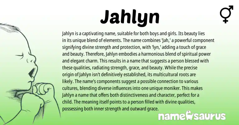 Infographic about Jahlyn name meaning, Jahlyn is a name from Other origin(s).