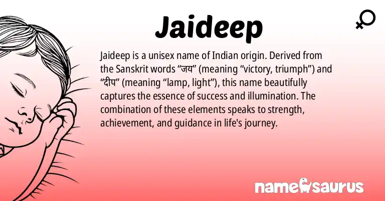 Infographic about Jaideep name meaning, Jaideep is a name from Indian (Sikh) origin(s).