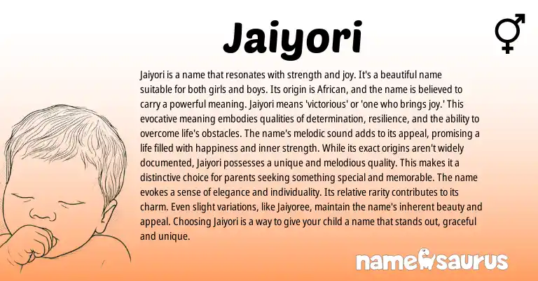 Infographic about Jaiyori name meaning, Jaiyori is a name from African origin(s).