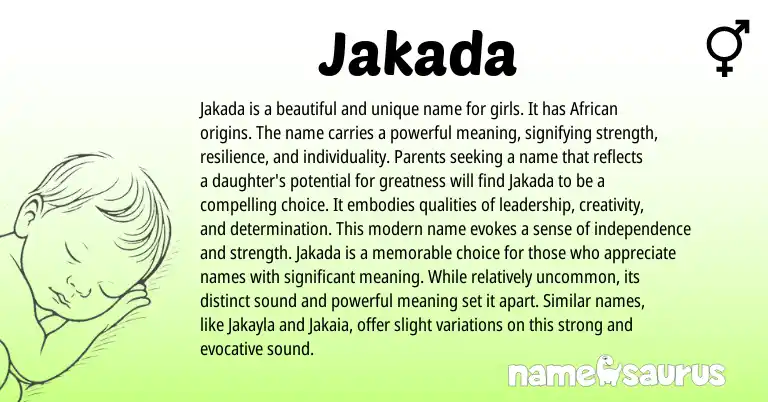 Infographic about Jakada name meaning, Jakada is a name from African origin(s).