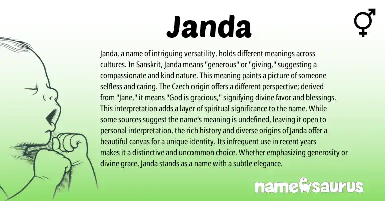 Infographic about Janda name meaning, Janda is a name from Indian, Czech, Sanskrit, Polish origin(s).